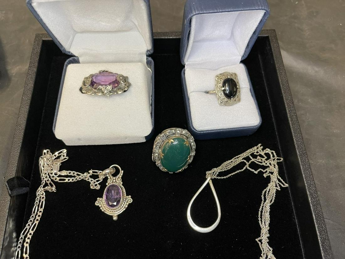 Group of Misc. Mostly Silver Rings and Necklace (1 of 5)
