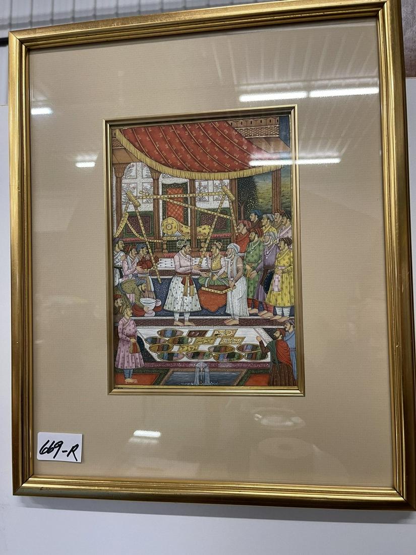 Very Fine Hand Painted Persian Watercolor (1 of 2)
