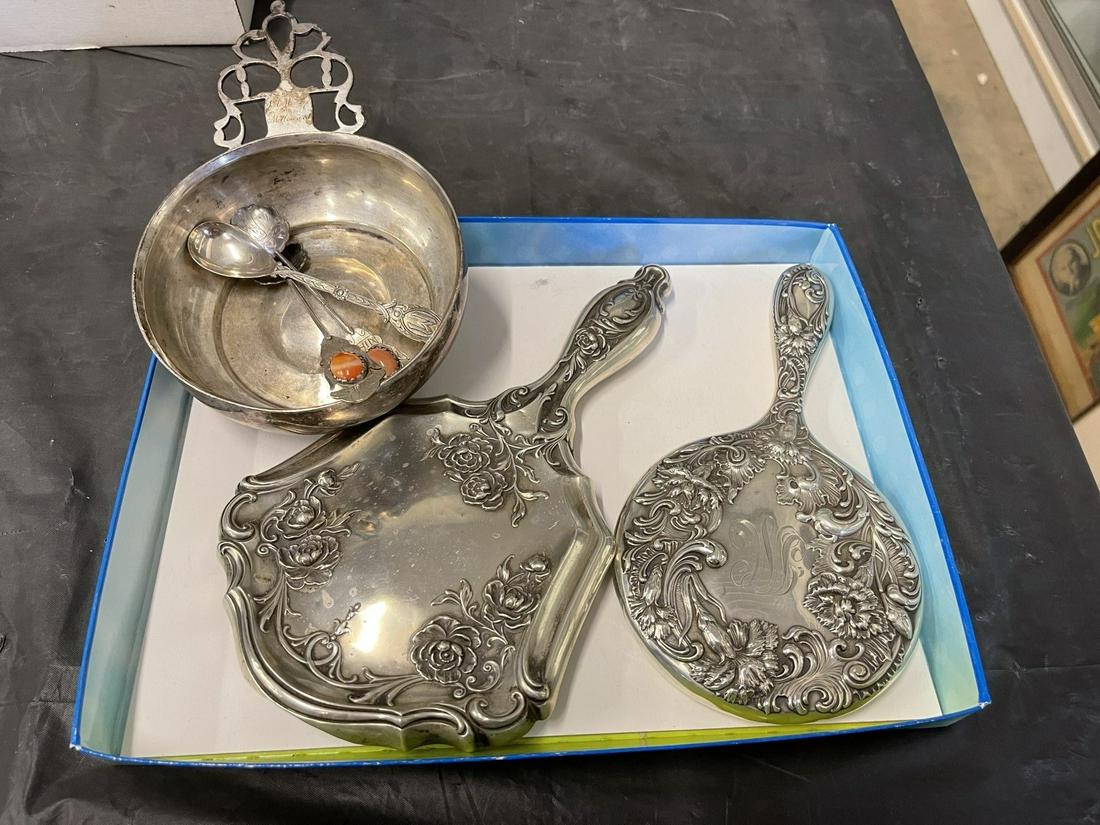 Lot incl. Sterling Mirrors, Bowl, Spoons (1 of 6)