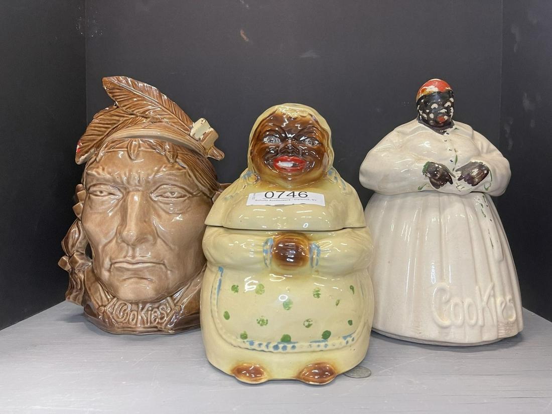 3 Cookie Jars incl. Native American, Women, etc. (1 of 5)