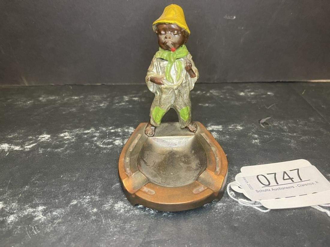 Ash Tray Nodder w/ Young Boy Smoking Cigar: Ash Tray Nodder w/ Young Boy Smoking Cigar -