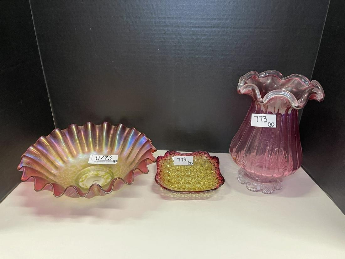 3pcs incl. Pitcher, Art Glass Bowl, etc (1 of 6)