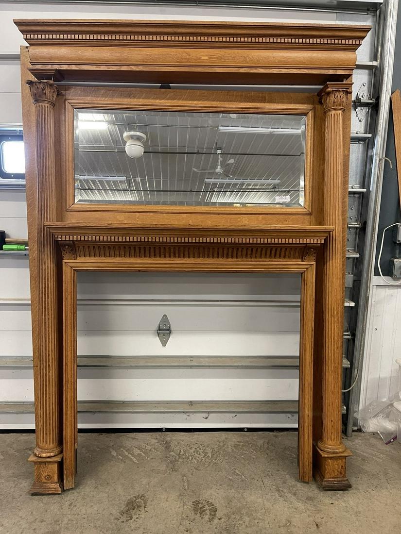 Oak Fireplace Mantle w/ Fluted Columns (1 of 4)