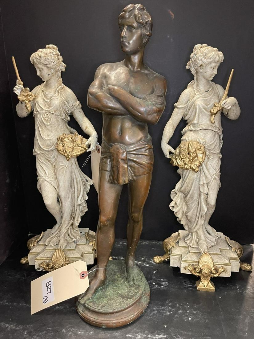 Bronzed Figure of Man & Sculptural Figures (1 of 7)