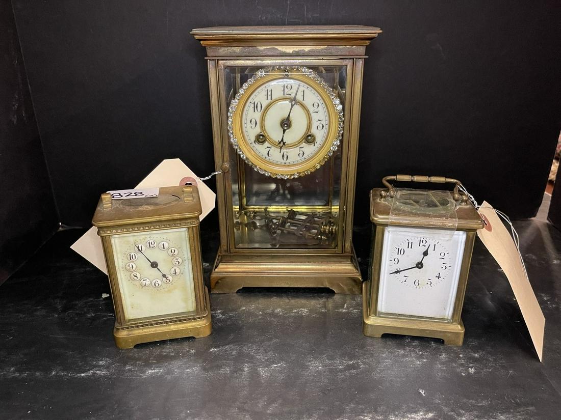 Brass Cased Clock & 2 Carriage Clocks (1 of 8)