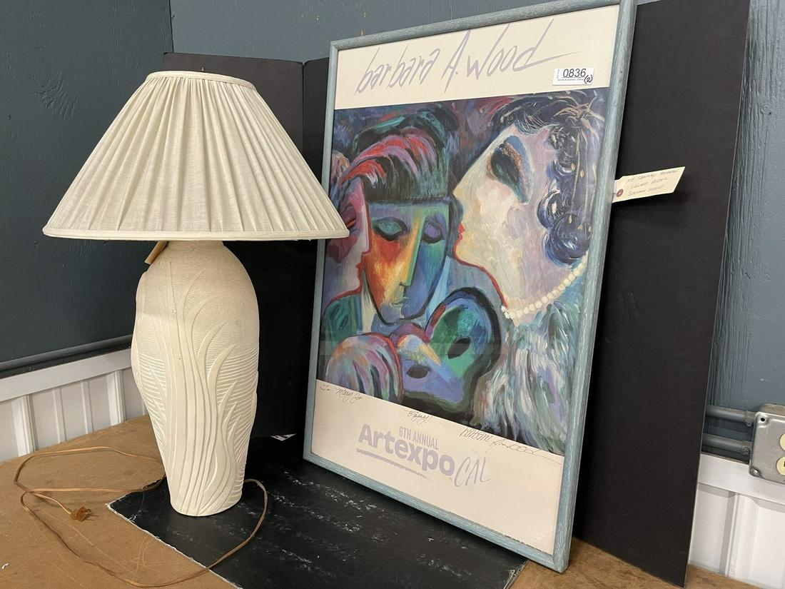 Mid Century Signed Poster & Lamp (1 of 7)