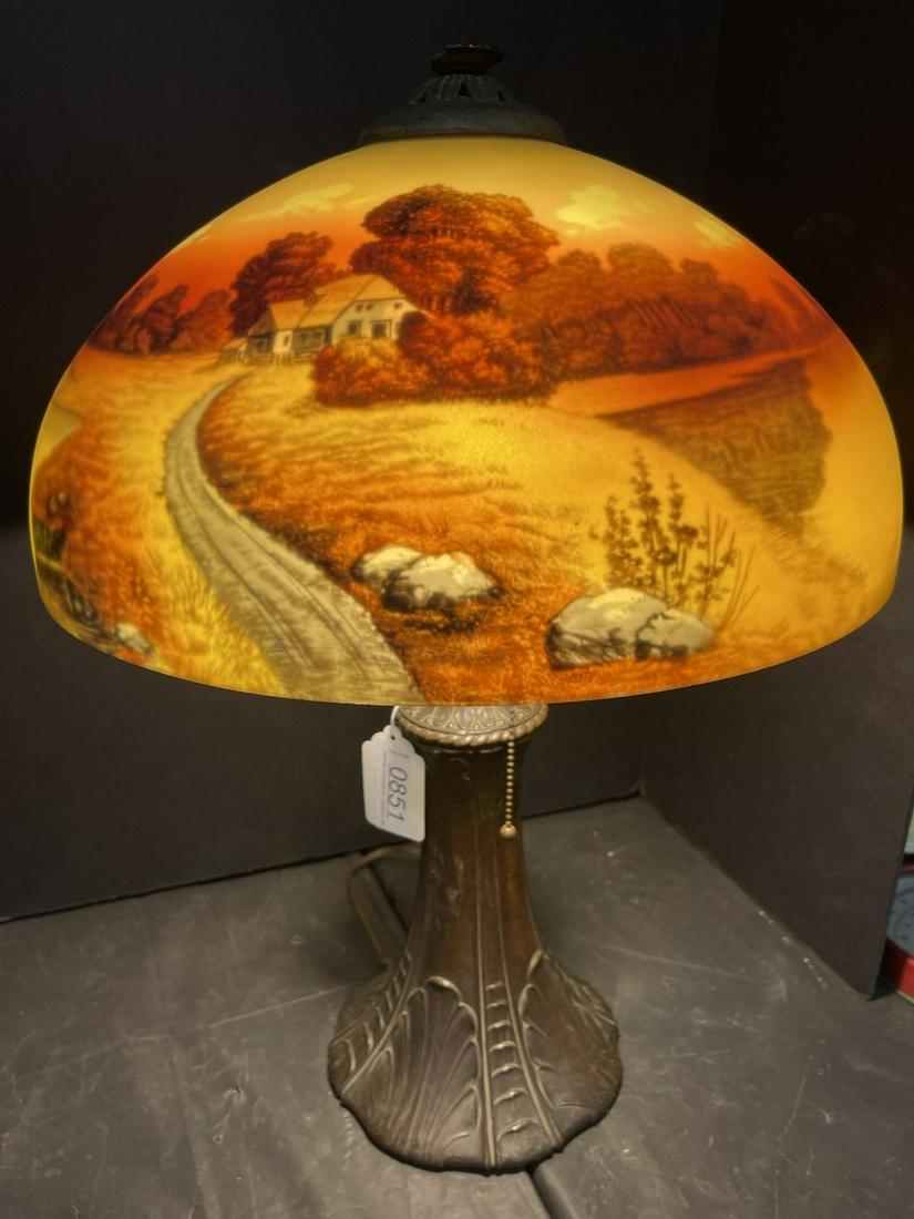 18" Glass Reverse Painted Lamp (1 of 10)