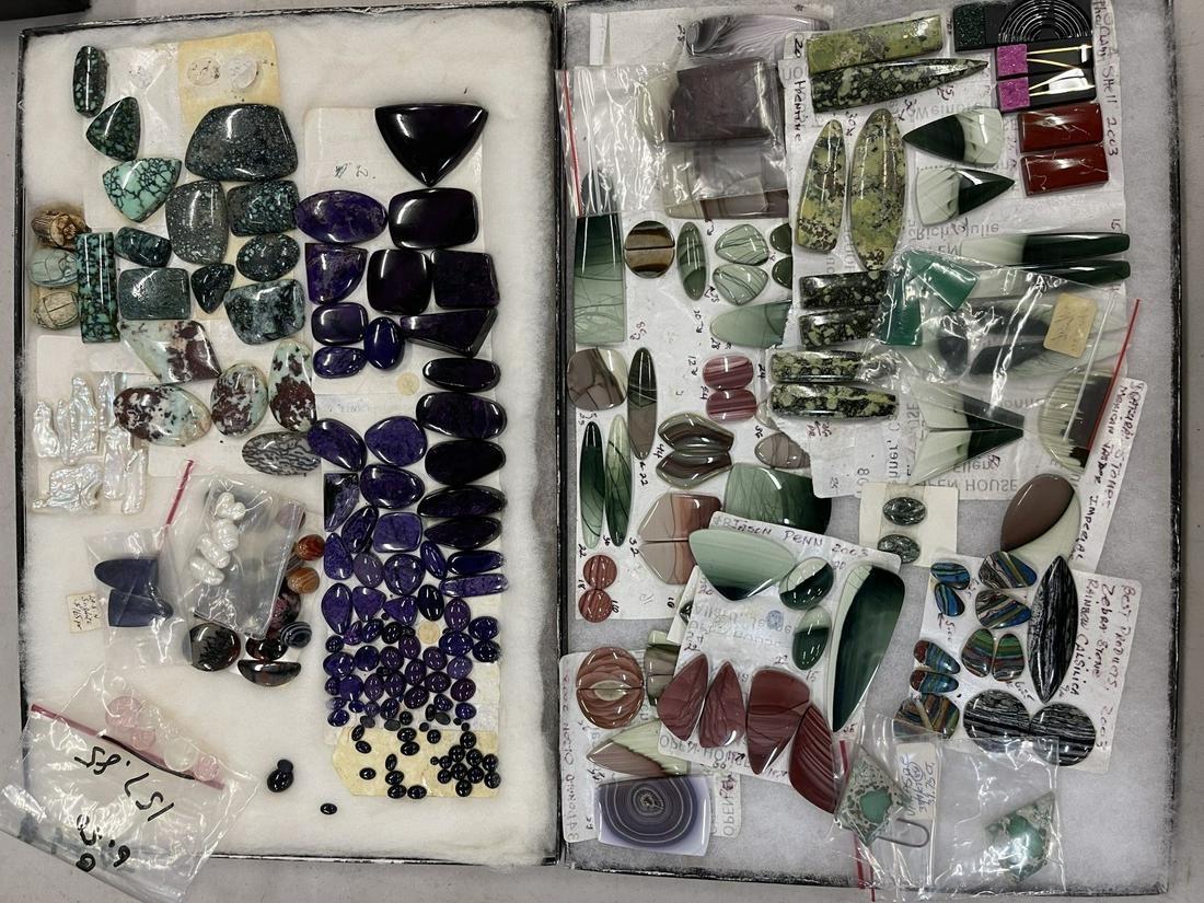 Mixed lot of Gemstones incl. Sugilite: Mixed lot of Gemstones incl. Sugilite, Variscite, Rainbow Calsilica, Mexican Jasper, Green Onyx, Etc. -