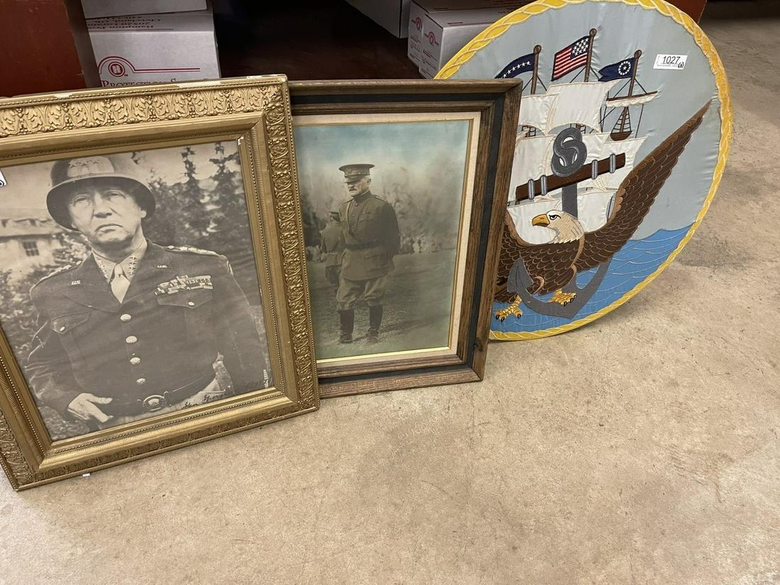 2 Framed Photos of Generals & US Navy Flag (1 of 7)