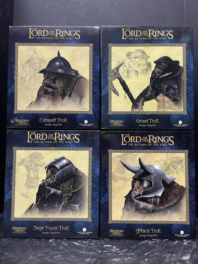 4 Lord of the Rings Sideshow Weta Figures: 4 The Lord of the Rings, The Return of The King Collection, Design Maquette Sideshow Weta Collectibles incl. Grond Troll (0367/3000), Catapult Troll (0298/3000), Attack Troll (1059/3000) & Siege Tower