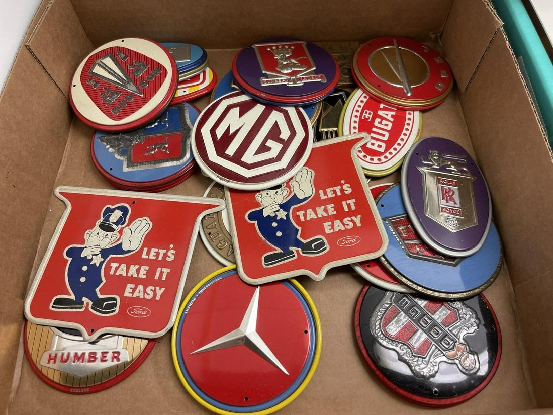 Group of Tin Automobile Emblems incl. Jaguar (1 of 2)