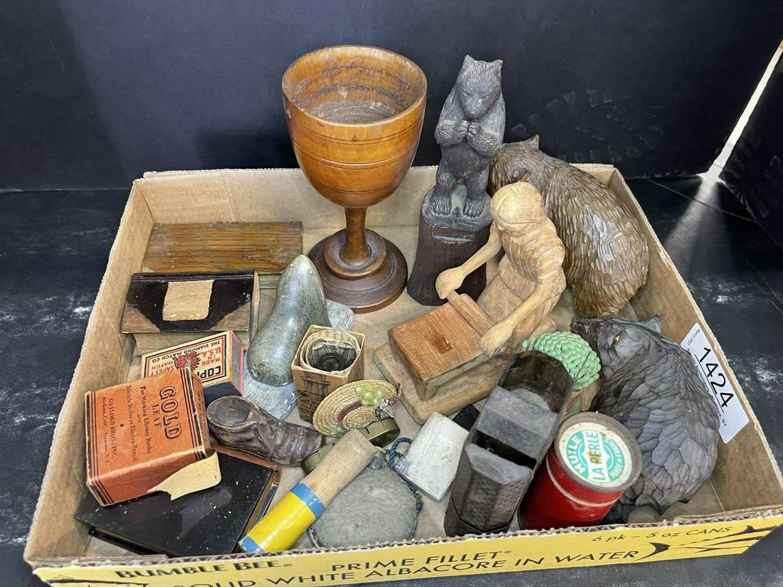 Lot incl. Carved Wood Bears, Goblet, etc.: Lot incl. Carved Wood Bears, Goblet, etc. -
