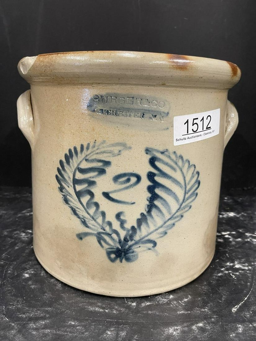 2 Gallon Blue Decorated Burger 2 Handled Crock (1 of 7)