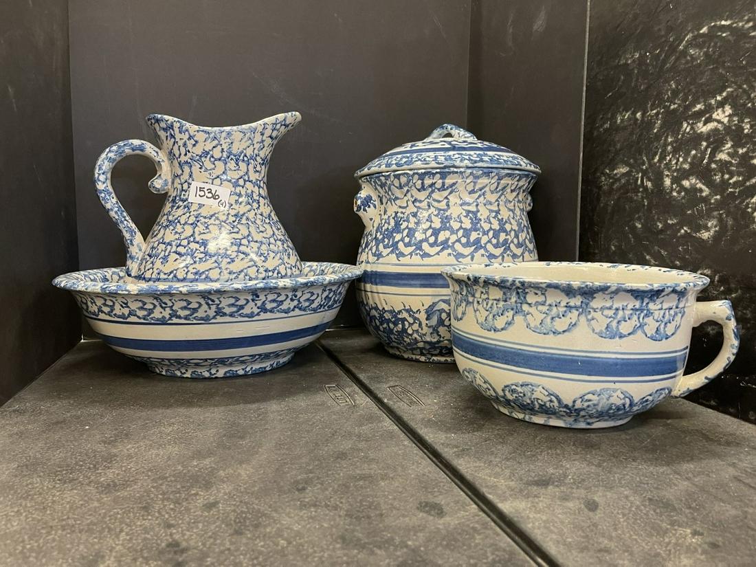 4 pcs. Spongeware incl. Pitcher with Basin (1 of 7)