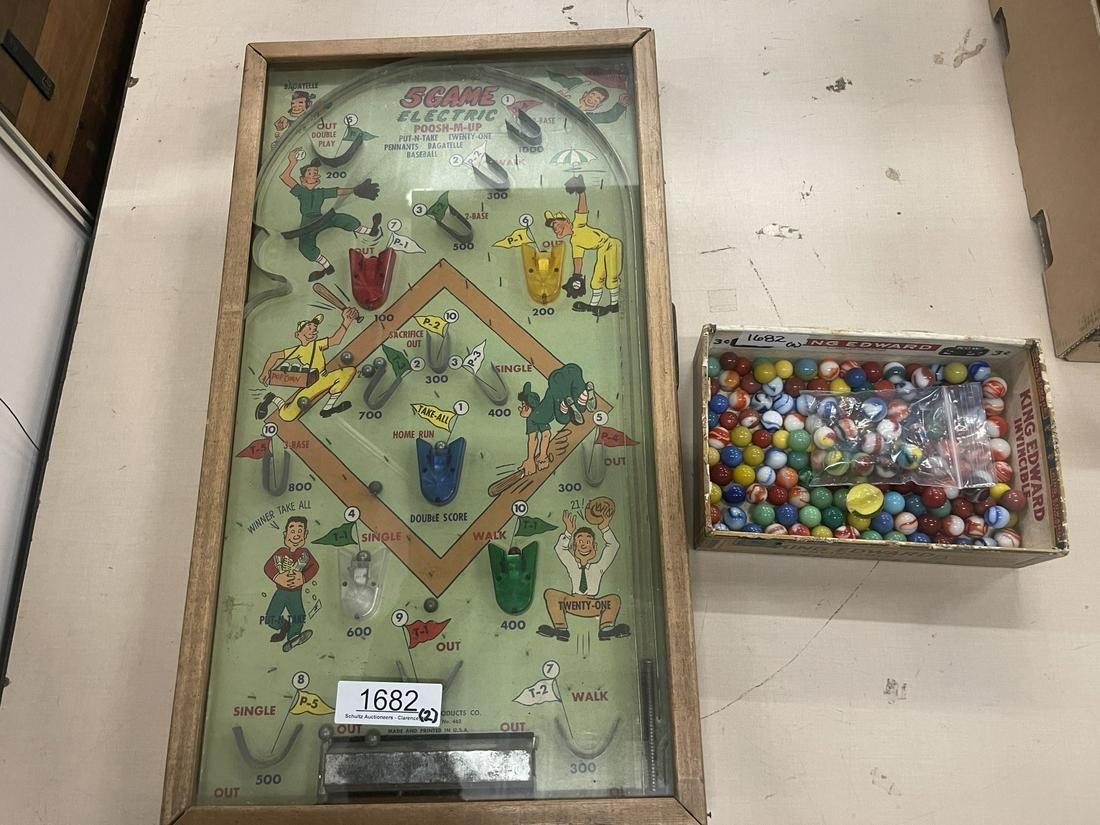 1960s Bagatelle Game & Lot of Marbles (1 of 3)