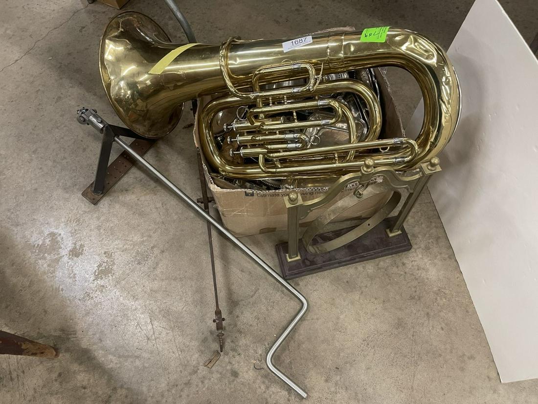 Misc. Box of Silver Plate, French Horn etc (1 of 5)