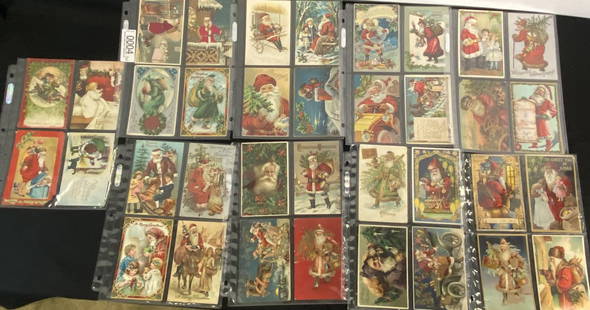 Nice Lot of 36 Christmas Postcards w/ Santa: Nice Lot of 36 Christmas Postcards all with Santa, mostly embossed -