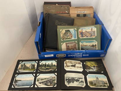 7 Books of Misc. Antique Postcards: Box Lot with 7 Books of Misc. Antique Postcards -