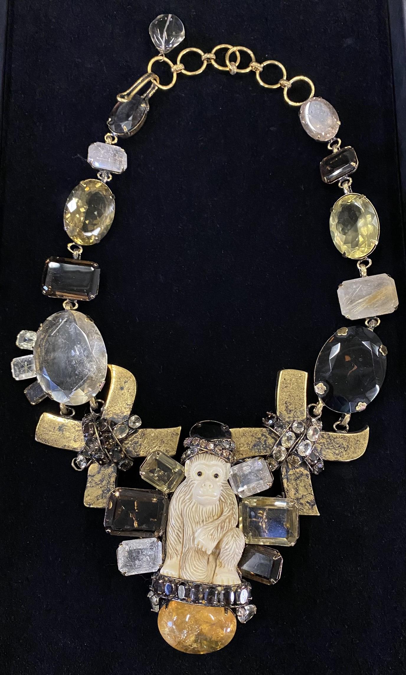 Necklace w/ Various Stones and Carved Monkey (1 of 18)