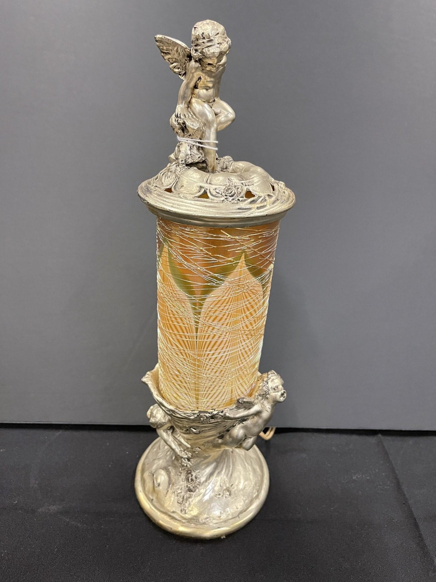 Metal Framed Lamp w/ Cylinder shaped shade (1 of 4)