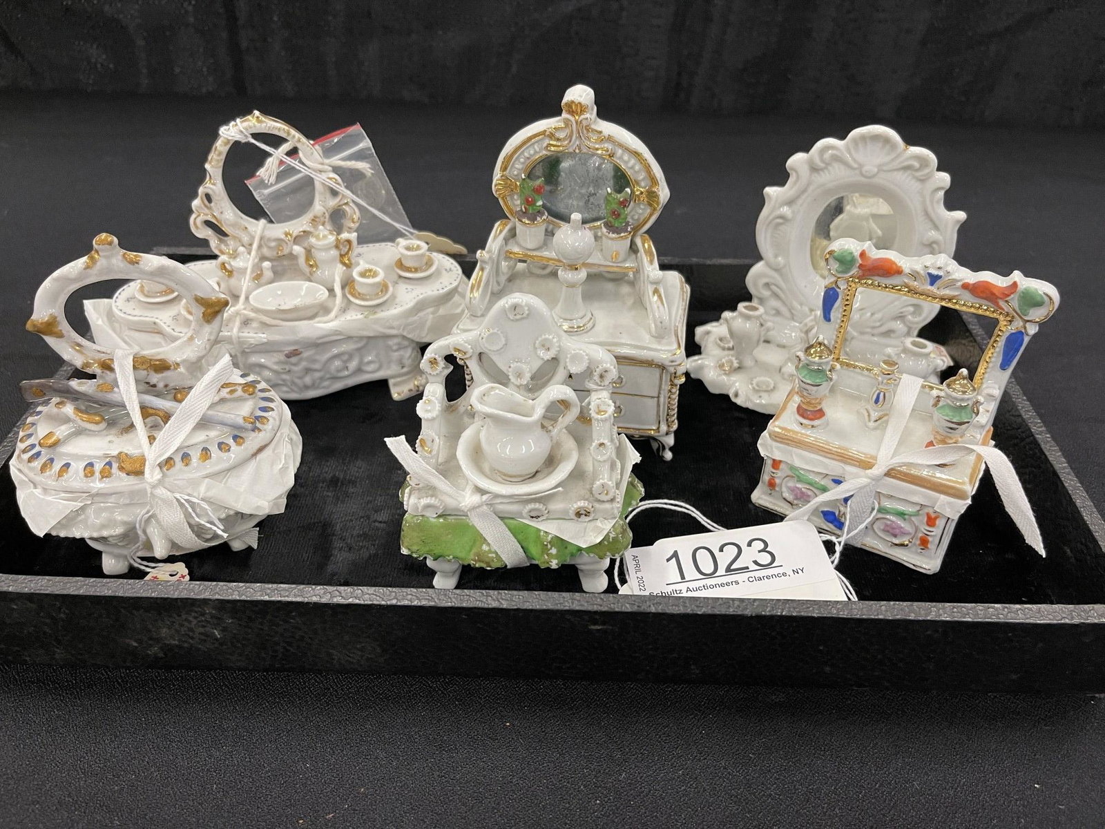 6 Staffordshire Porcelain Furniture Trinket Boxes (1 of 1)