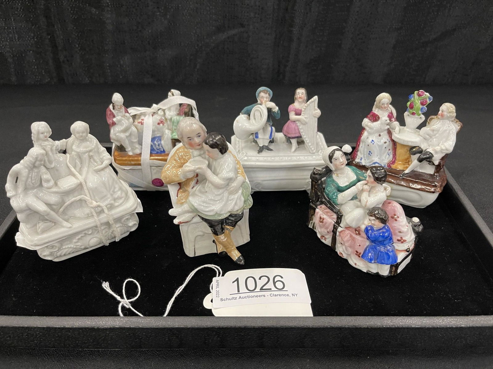 6 Staffordshire Figural Trinket Boxes (1 of 1)