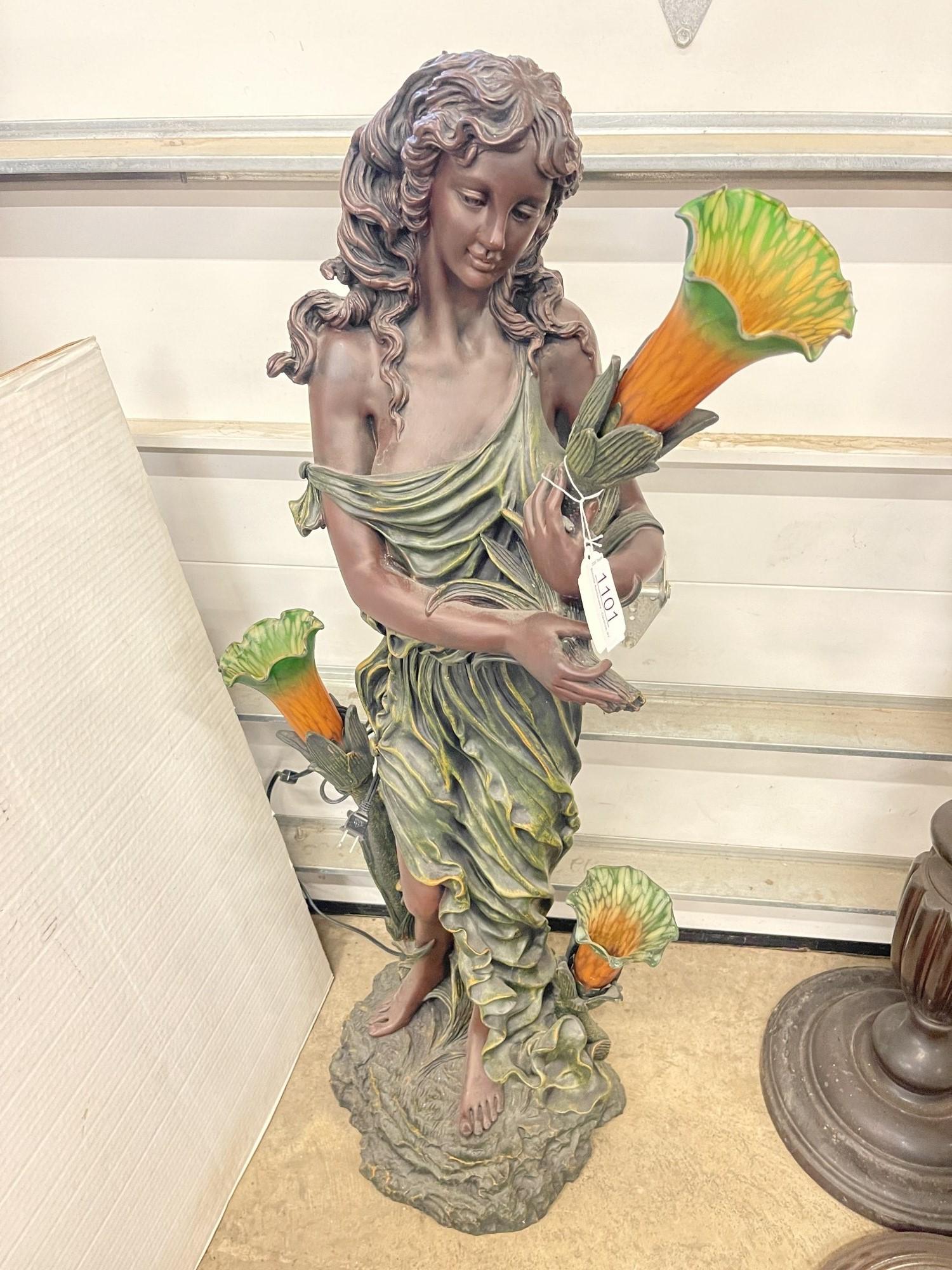 Contemporary Art Nouveau Resin Statue/Lamp (1 of 1)