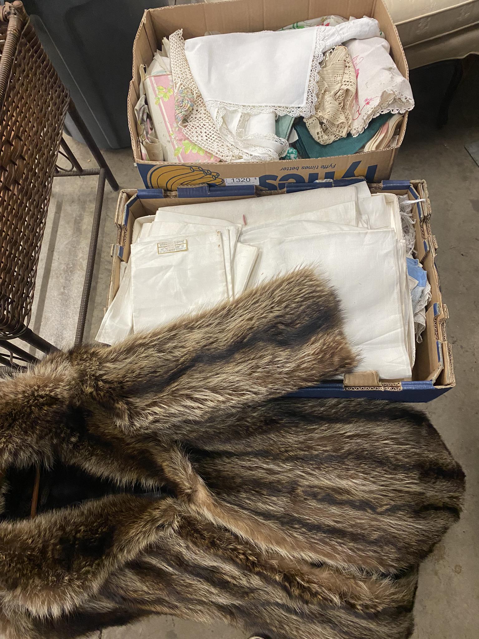 Raccoon Fur Coat & Group of Linens (1 of 6)
