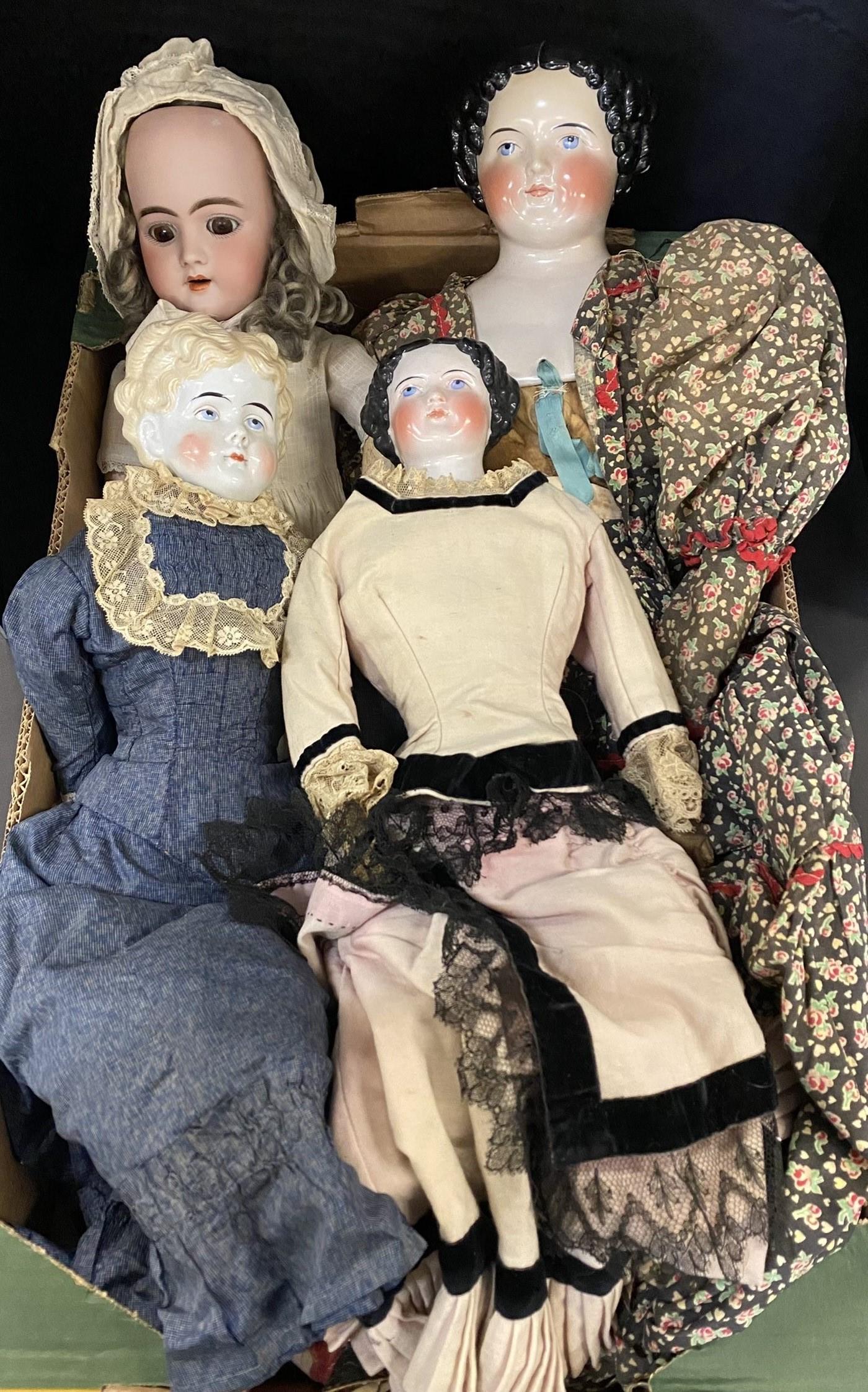 1 Handwerck Bisque Head Doll & 3 China Head Dolls (1 of 12)