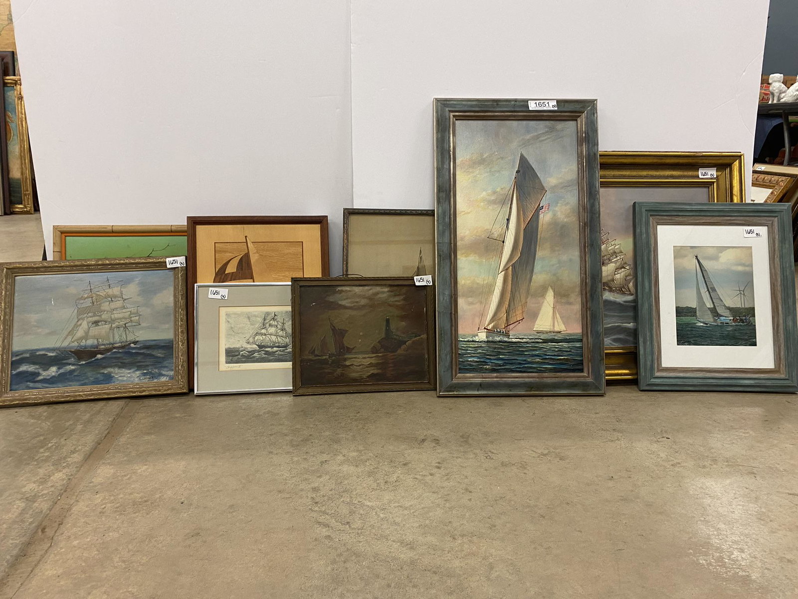 9pcs Artwork of Various Ships Some Signed (1 of 20)