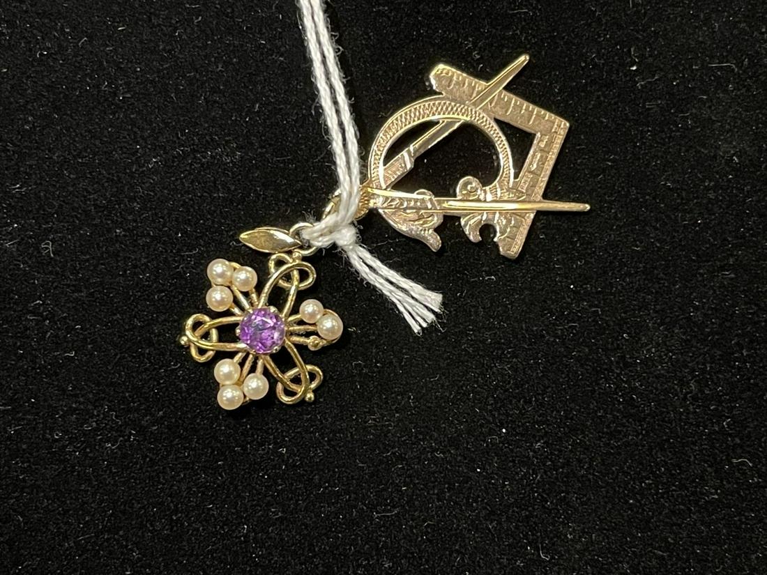 2 Pendants incl. 1 w/  Amethyst and Seed Pearls (1 of 1)