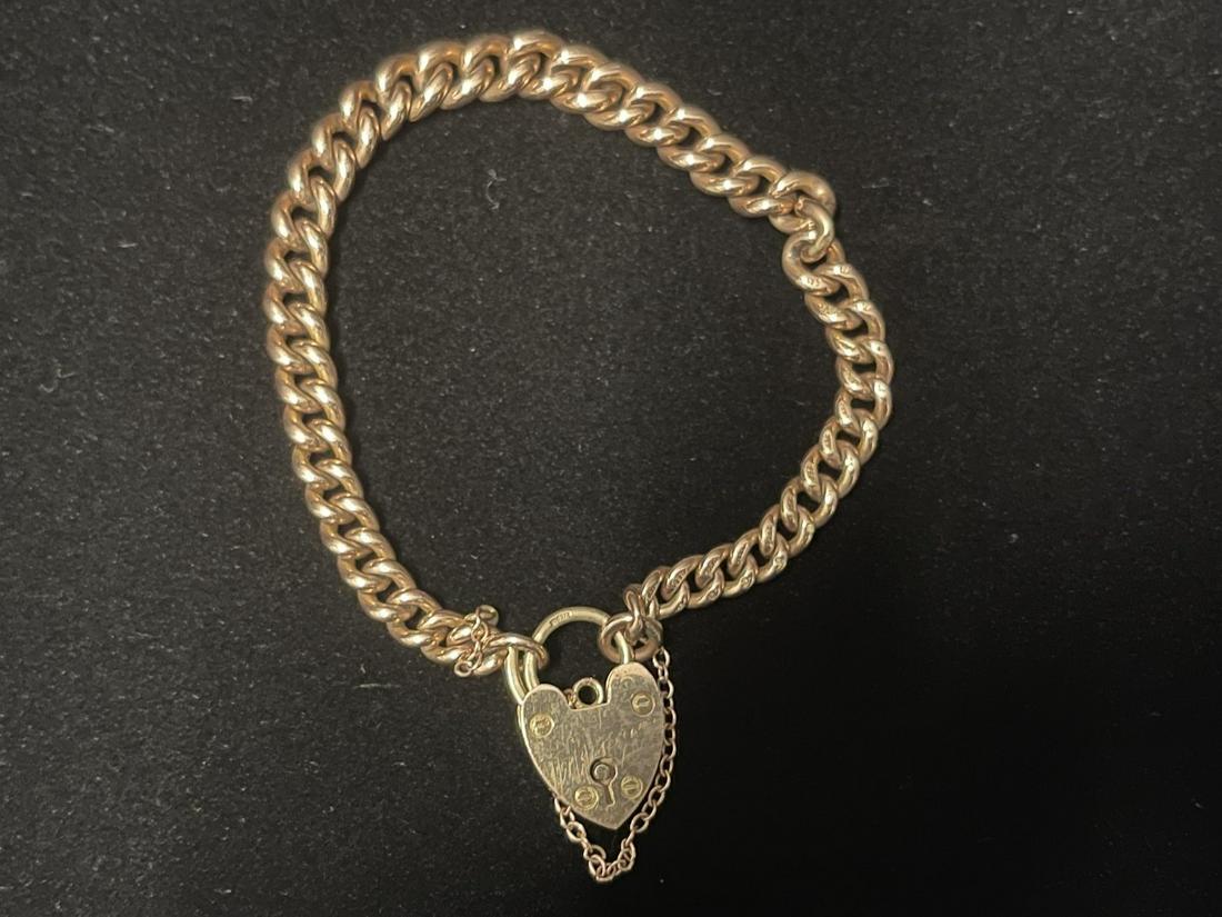 Gold Chain w/ Heart Shaped Locket: Gold Chain w/ Heart Shaped Locket marked .375 -