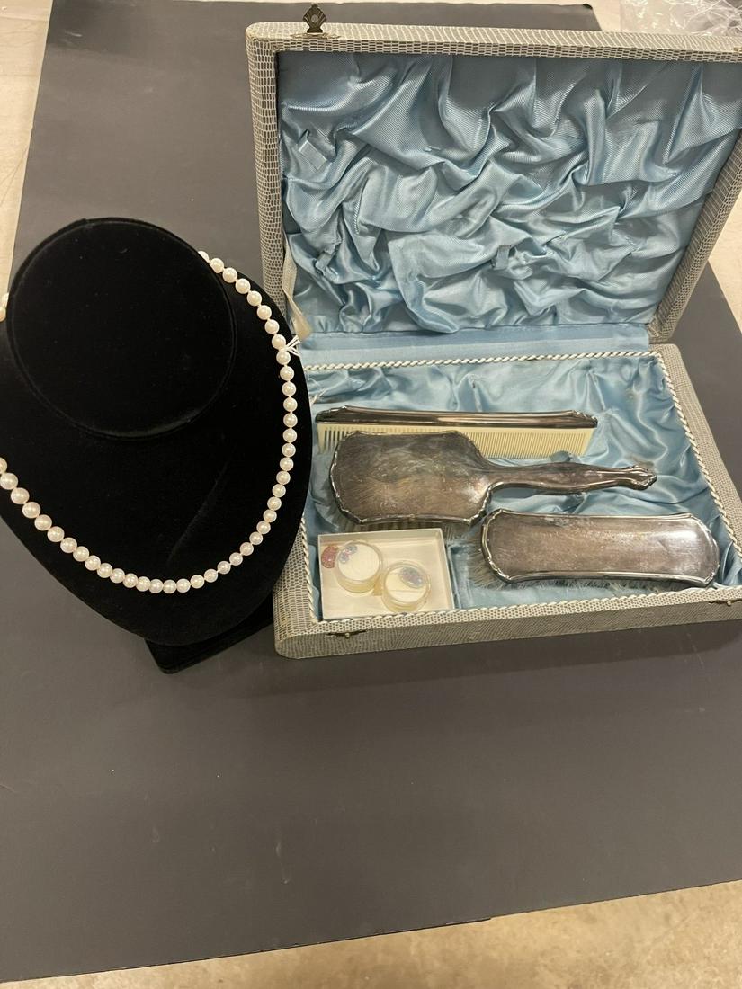 Pearl Necklace, Loose Opal Stones & Brush Set (1 of 3)