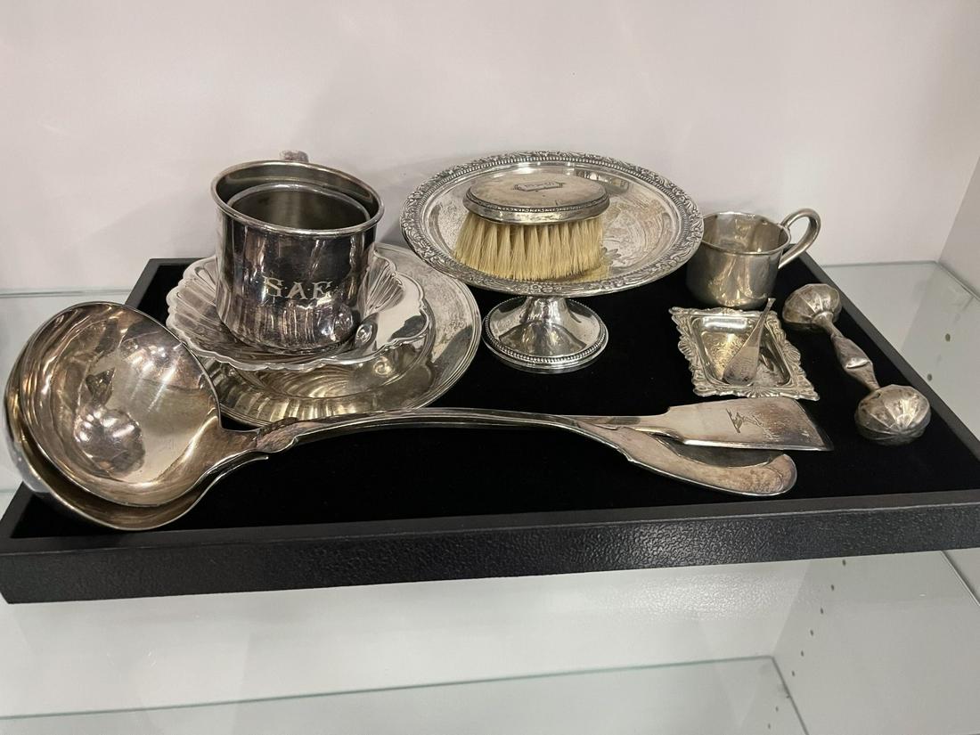 Tray Lot of Sterling and Silver Plate Items (1 of 7)