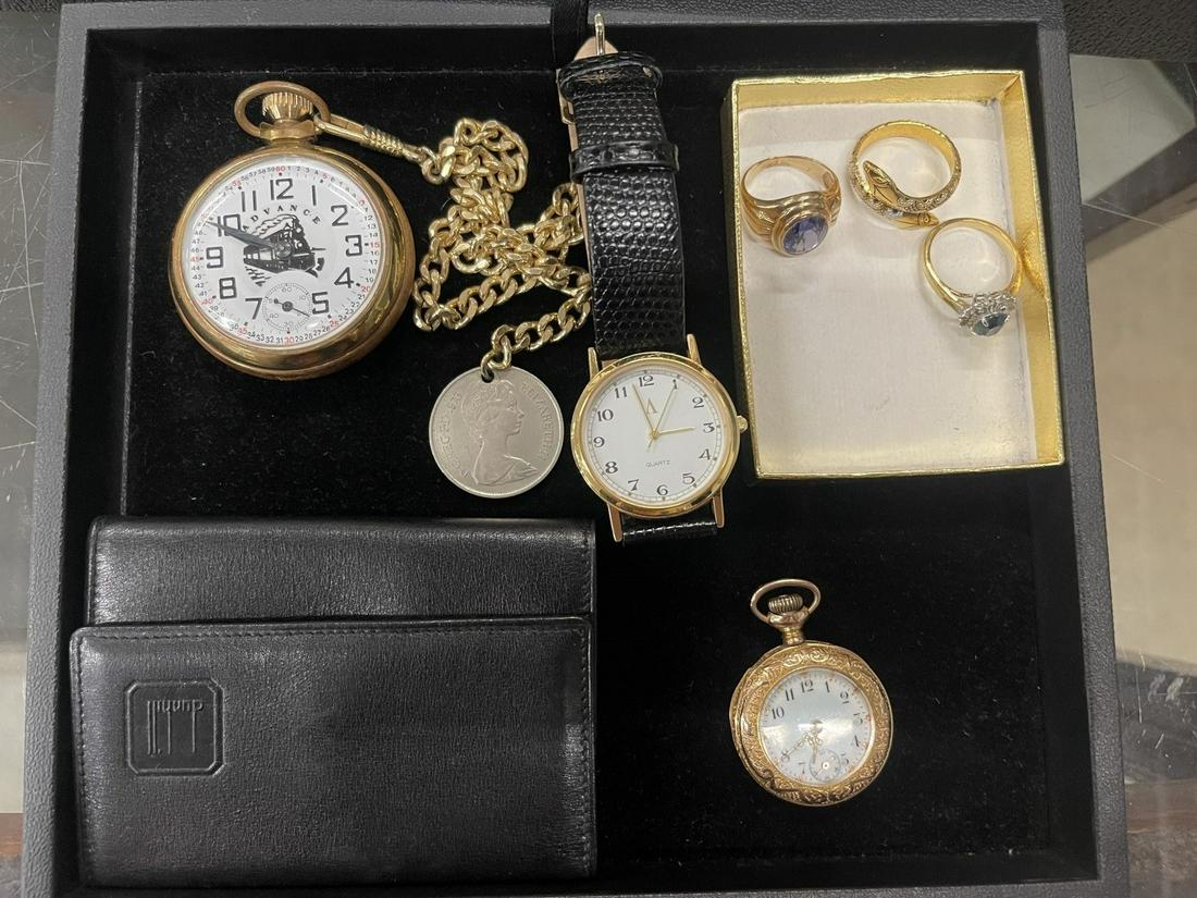 Tray Lot w/ Pocket watches, wristwatch, etc (1 of 10)