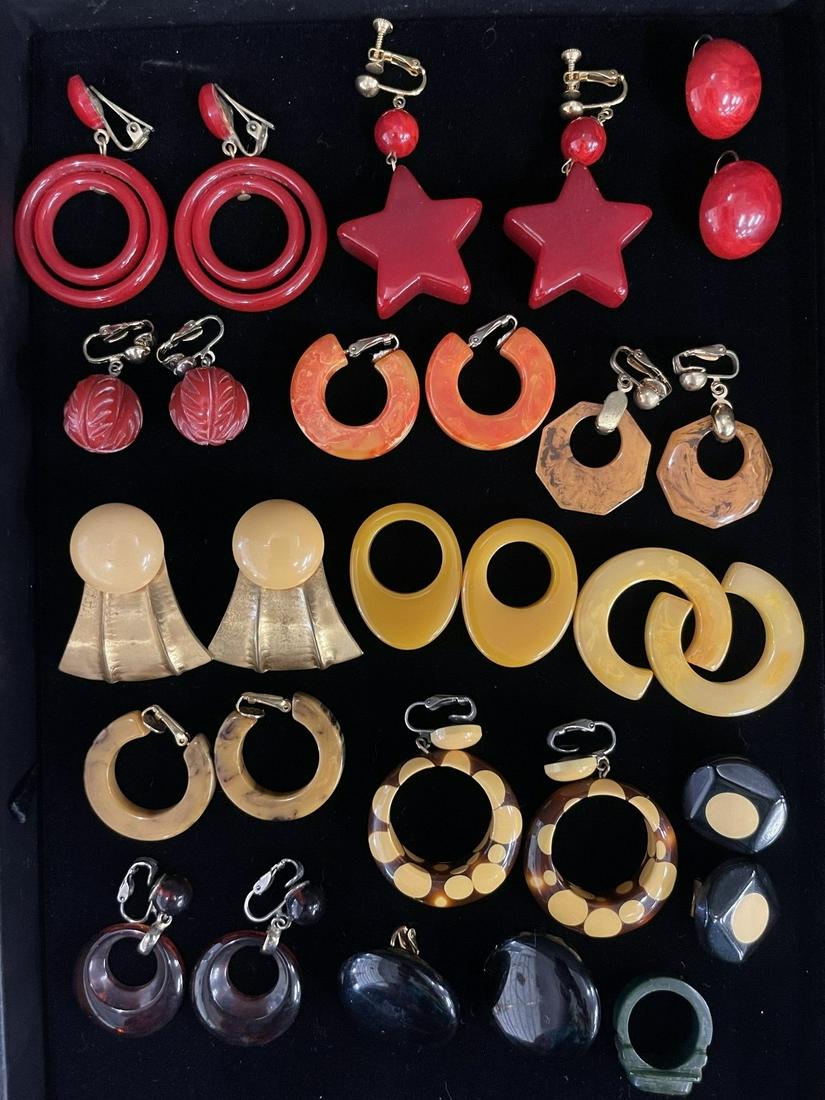 Tray of Bakelite and Misc Earrings, Ring, etc (1 of 6)