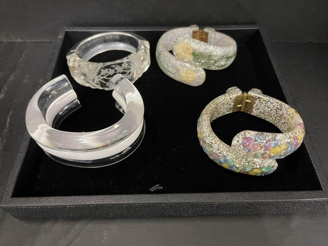 Tray of Lucite and Misc Bracelets: Tray of Lucite and Misc Bracelets -