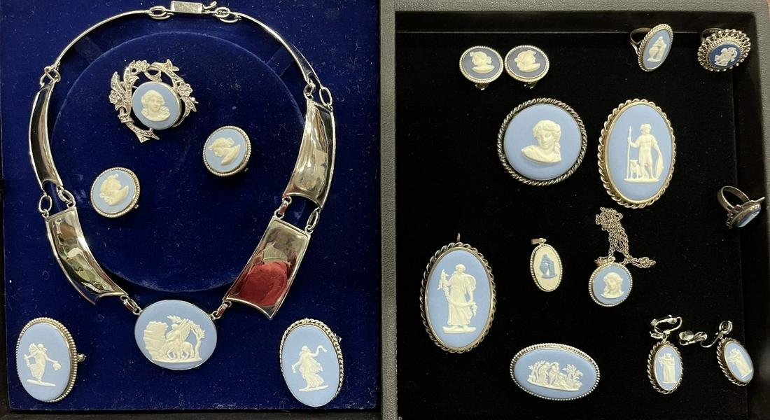 Tray of Wedgwood Jewelry incl Sterling Necklace (1 of 13)
