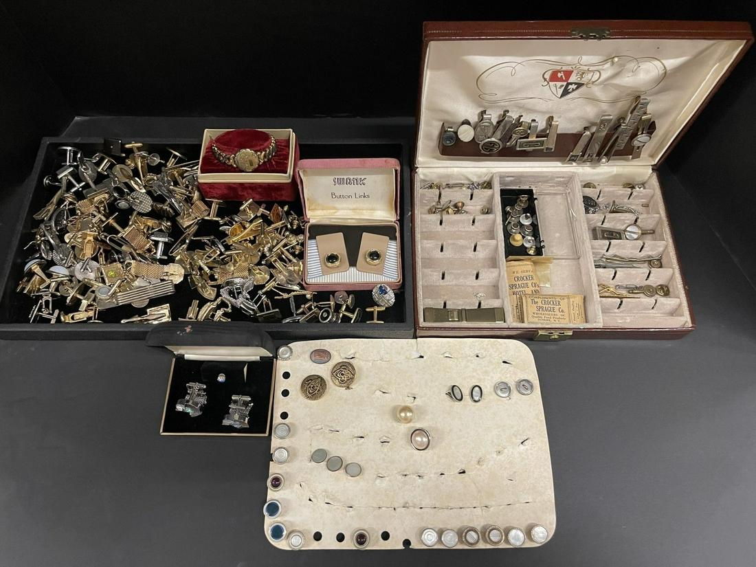 Large Lot Cuff Links, Tie Clasps, Bars (1 of 11)
