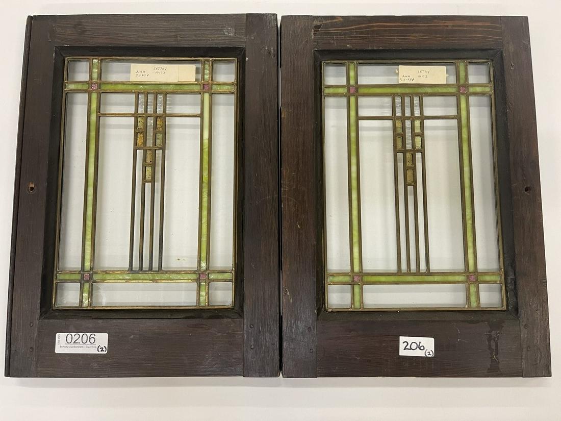 Pair of Cabinet Doors w/ Leaded Glass (1 of 8)