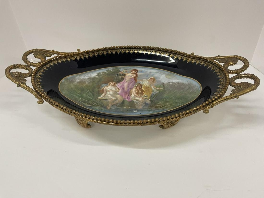 French Porcelain Serving Dish in Metal Frame (1 of 7)