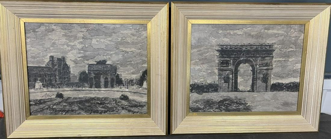Pair of Signed Paris Watercolors (1 of 10)