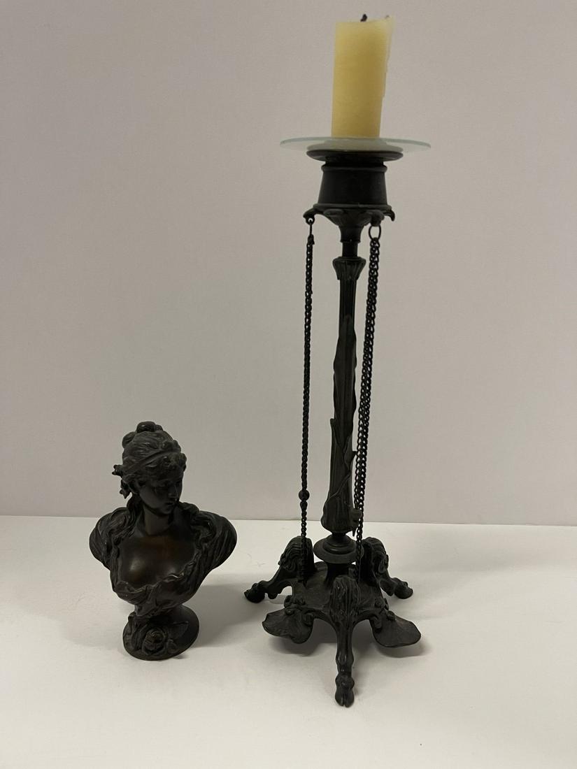 Bronze Bust of Woman Signed E. Bormel etc (1 of 9)