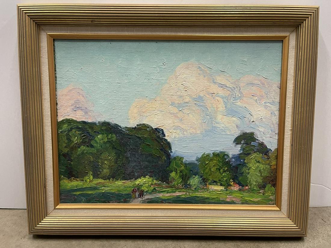 George Renouard Oil on Board Painting w/ Trees (1 of 6)