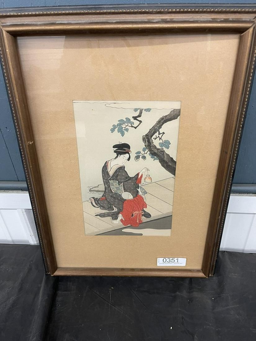 Japanese Wood Block Print of Woman (1 of 3)