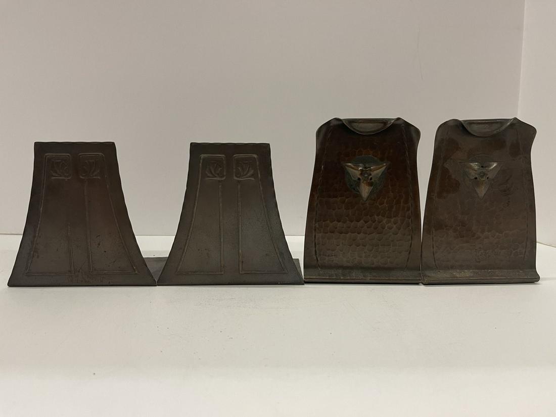 2 Pair Roycroft Bookends w/ flower designs (1 of 7)