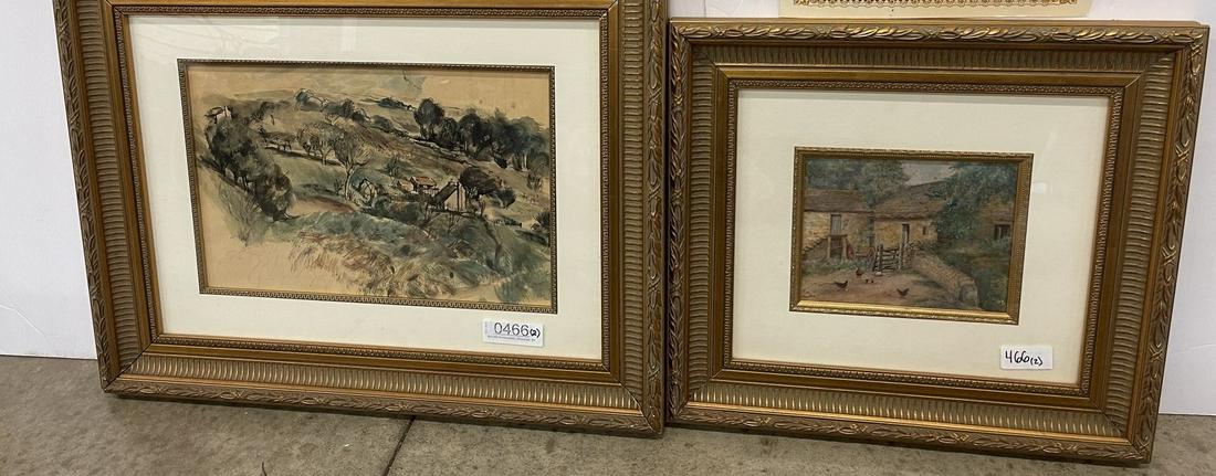 2 Watercolor Paintings incl "View on the Farm" (1 of 8)