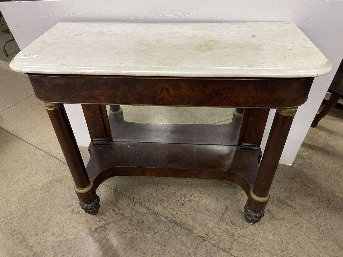 Marble Top Pier Table C. 1840: Marble Top Pier Table C. 1840 - Approx 37" h x 40" w x 17" d
