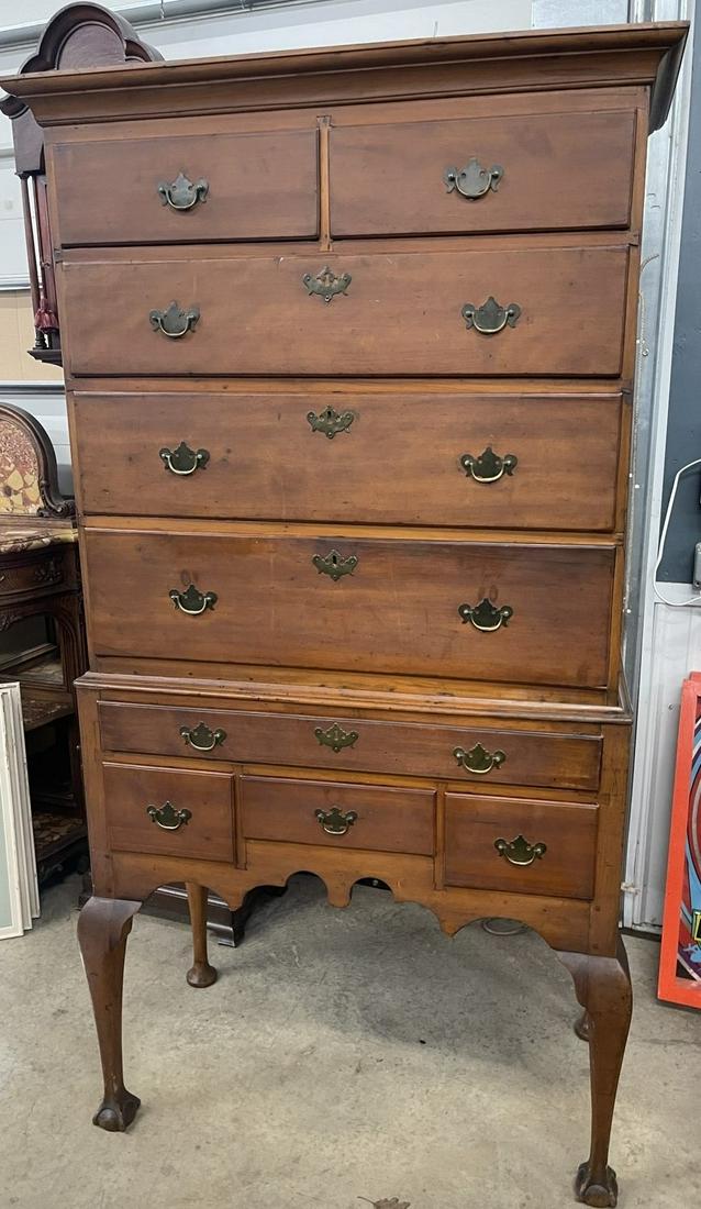 Early 9 Drawer 2pc. High Boy Dresser (1 of 9)