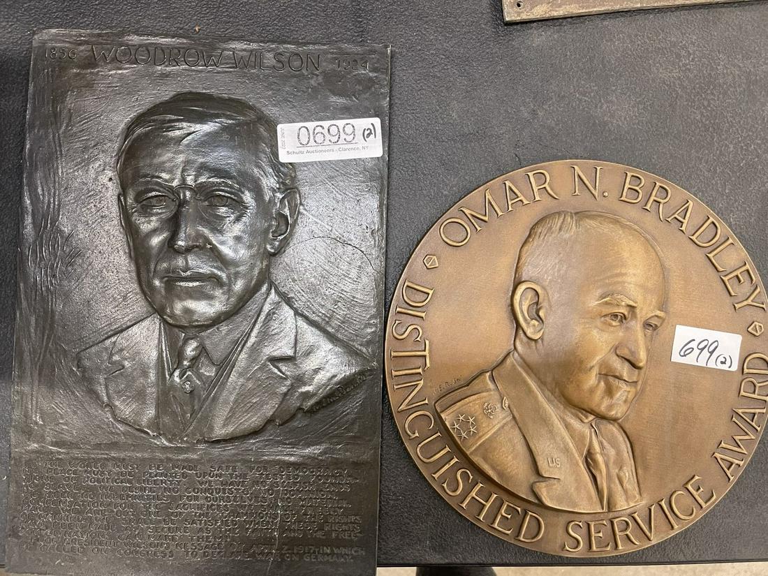 2 Bronze Plaques incl. Signed Woodrow Wilson (1 of 5)